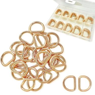 Imagem de Life-Mate Argolas Em D De Metal 3/4 Pol., 30 Peças Anéis Semicirculares Não Soldados Com Caixa Armazenamento Resistente Para Bolsas E Decorações Animais Estimação (Dourado)