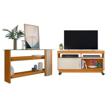 Imagem de Rack Bancada Artur Com Aparador Frizz Cinamomo Off White - Madetec - M