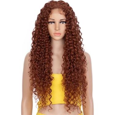 Imagem de Peruca Sintética Dianteira De Renda, Perucas De Cabelo Encaracolado Longo Frente De Renda Afro Kinky Curly Lace Perucas Para Mulheres