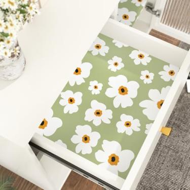 Imagem de Mangoloo Papel de parede floral marrom descascar e colar moderno papel de parede floral removível boho papel de parede autoadesivo papel de contato branco para armários quarto prateleira forro rolo de
