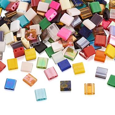 Imagem de Elecrelive 200 peças de contas de semente de vidro com 2 furos 5 mm estilos mistos Tila Beads kit de pulseiras de vários fios para fazer joias DIY colar brinco