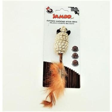 Imagem de Brinquedo Interativo para gatos Ratinho Sisal Matatabi Penas - Jambo P