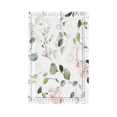 Imagem de Brinkaloo Placa de parede única em branco com folhas de eucalipto verde sálvia decorativa flores silvestres capa de interruptor de luz placa frontal elétrica para banheiro cozinha