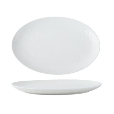 Imagem de Prato de comida ocidental de cerâmica minimalista estilo europeu doméstico criativo prato de padrão de grade oval - prato de peixe de 35.6 cm