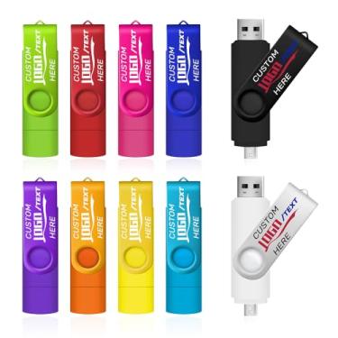 Imagem de Pen drive OTG giratório personalizado, pen drive duplo versátil personalizado, ótimo para eventos promocionais, fins educacionais e oportunidades de marca comercial (256 MB, 50 peças)