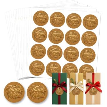 Imagem de GOMAKERER 320 adesivos de agradecimento, adesivos redondos de papel kraft de 5 cm, adesivos autoadesivos à prova d'água para envelopes, embalagens de presentes, empresas