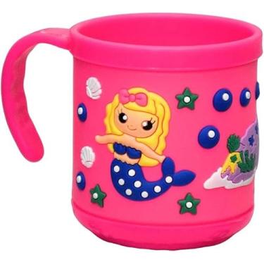Imagem de Copo Caneca Infantil Resistente Colorido e Divertido 200ml Plástico Emborrachado (rosa)