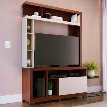 Imagem de Estante Painel TV 50 Polegadas 136cm Zani Nogueira Real Off White C05 - Mpozenato