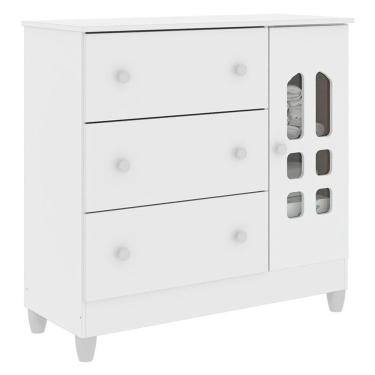 Imagem de Cômoda Infantil New Selena Com Porta Branco Brilho – Carolina