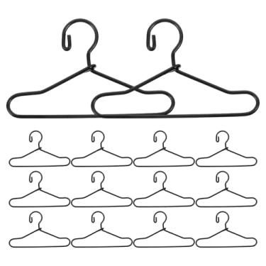 Imagem de 55 peças cabides de roupas de boneca em miniatura preto de metal 40 mm para decoração