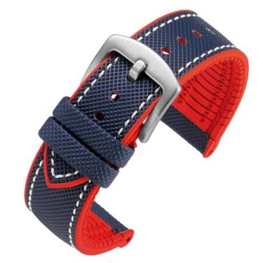 Imagem de Watch Band watchdives Nylon Rubber 20 mm/22 mm azul vermelho