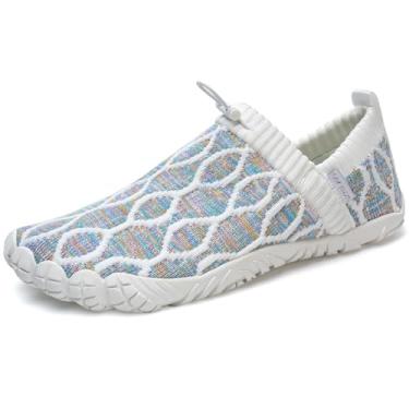 Imagem de WateLves Sapatos aquáticos femininos masculinos minimalistas confortáveis para caminhada, praia, atividades ao ar livre, tênis de corrida, Branco misto, 13 Women/12 Men