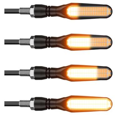 Imagem de Alopee Luzes direcionais sequenciais de LED para motocicleta 12 V - Luzes direcionais à prova d'água IP67 fluidas (dianteira/traseira) de alta visibilidade, ajuste universal para sujeira/bicicletas