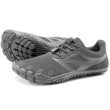 Imagem de Grand Attack Sapatos femininos barefoot bico largo Zero Drop Wrestling halterofilismo academia fitness sapatos respiráveis leves, 6344-1/Todo preto, 8-8.5 Wide