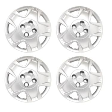 Imagem de Kit 4 Calota Aro 14 Compatível c/Roda Fiesta Hatch Sedan 2011 2012 - Prata