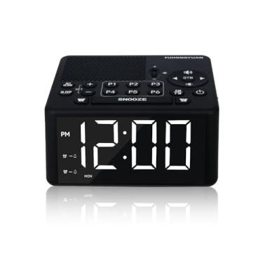 Imagem de FUHONGYUAN Rádio despertador duplo com rádio AM/FM, soneca, temporizador de sono, predefinições, digitalização e visor de LED de 12 cm regulável para quarto, salas de estar, cozinhas, escritórios, etc