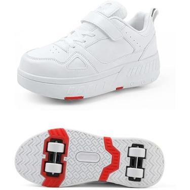 Imagem de Sapatos De Patins Infantis 4 Rodas Sapatos De Rolo Meninos Meninas Sapatos De Roda Tênis De Rolo Sapatos 2 Em 1 Patins Multifutiol Para Crianças Meninas Jovens Adultos, 3, 12.5 UK
