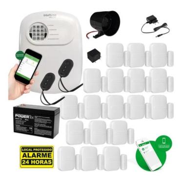 Imagem de Kit Alarme Intelbras ANM 24 NET com 18 Sensores de Abertura Sem Fio e 