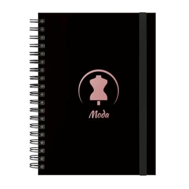 Imagem de Caderno Colegial Plus 12 Matérias Profissões Moda (Preto e Rosê)