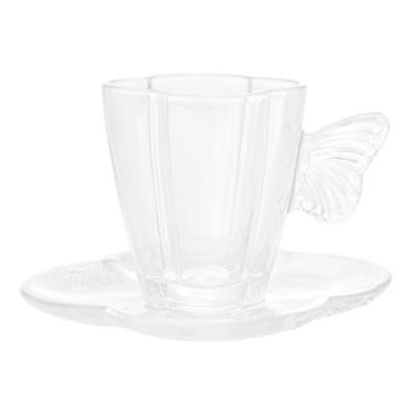 Imagem de Conjunto de Xícaras para Café com Pires Butterfly em Vidro 80ml 4 Peça
