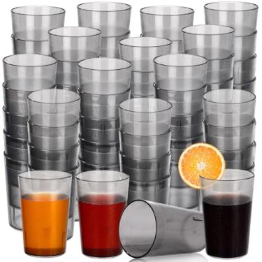 Imagem de Meanplan Pacote com 96 copos de plástico cinza transparente de 227 g de grau de restaurante, reutilizável, copo de restaurante, empilhável, inquebrável, para café, festa, catering