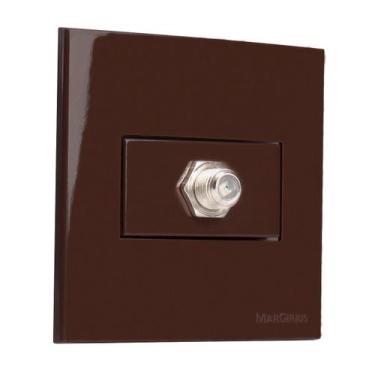 Imagem de Tomada Para TV Coaxial Marrom 70x70 p Moveis Sleek Margirius, Marrom