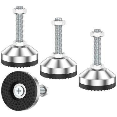 Imagem de ZJRDYYK Pés niveladores, pés ajustáveis para móveis, pés de nivelamento ajustáveis para móveis, pernas niveladoras resistentes, pés de borracha roscada, pés de nivelamento para pernas de mesa (4 peças