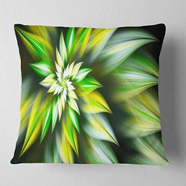 Imagem de Designart Exotic Green Fractal Spiral Flower' Abstract Throw Sala de estar, sofá, enchimento de almofada de alta qualidade + capa de almofada impressa em ambos os lados 40,64 x 40,64 cm