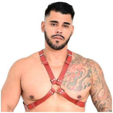 Imagem de Arreios Harness Masculino Malik Linha Sado Êxtase Produtos Eróticos Arreio Erótico Masculino EX213 (VERMELHO)