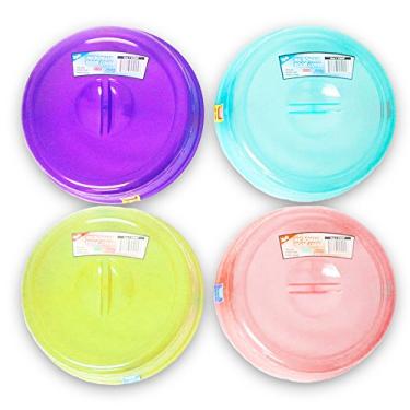 Imagem de 2 unidades de 25,4 cm de cobertura de placa de plástico para micro-ondas para ventilação a vapor tampa de alimentos nova, Assorted, 4 Pack