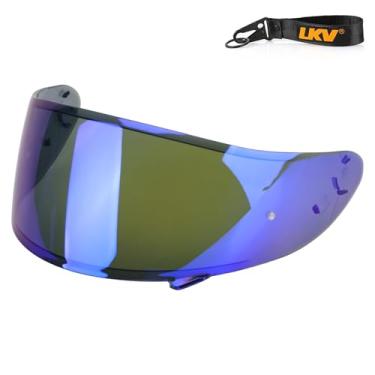 Imagem de LKV Substituição de viseira RF-1200 RF 1200 - CWR-1 Viseira de capacete de motocicleta proteção UV protetor facial compatível com RF-1200 CWR-1 X14 Z7 X-Spirit (azul cromado)