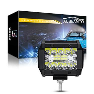 Imagem de Barra de luz LED automotiva de 10 cm, combo de inundação AUBEAMTO 60W 16.000lm Offroad Spot Flood Pods luzes de trabalho cubos de luzes de direção automotiva Barra de luz para caminhonetes 12V-24V ATV