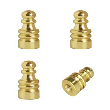 Imagem de 4 peças de acabamento de abajur para abajur, acabamento decorativo para lâmpadas rosqueadas, botão de tampa para candeeiros de mesa ou de chão (latão)