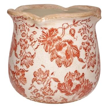 Imagem de Xiaan Jiaju Vasos de cerâmica para plantas, vaso de plantas vintage com orifício de drenagem, vaso de 15,5 cm para plantas de interior, vaso de flores com acabamento de esmalte rachado, vaso de