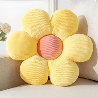 Imagem de Almofada Flor 50CM Pétalas Gigantes Pelúcia Premium Decorativa Macia Quarto Infantil Sofá (Amarelo 35CM)