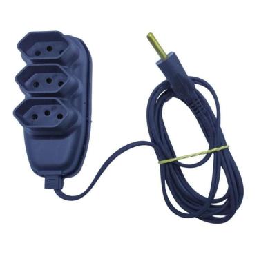 Imagem de Régua Extensão Elétrica Bivolt 3 Tomadas Saídas 10A Preto