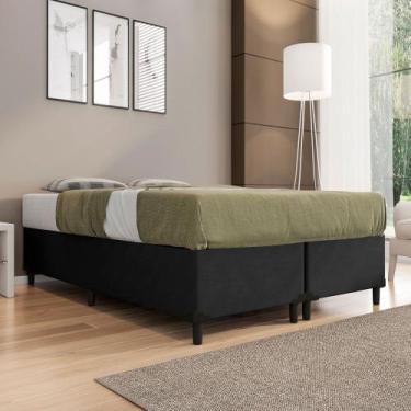 Imagem de Base Cama Box Bipartido Queen Size Tecido Sintético Preto 35x158x198 -