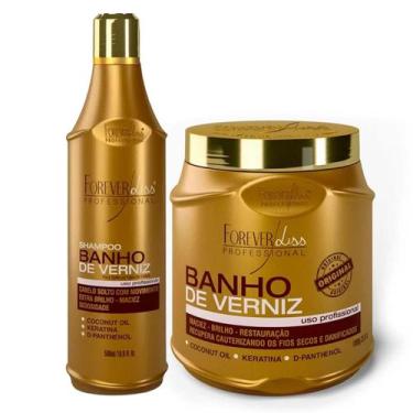 Imagem de Kit Banho de Verniz Shampoo 500ml e Máscara 1kg - Forever Liss Profiss