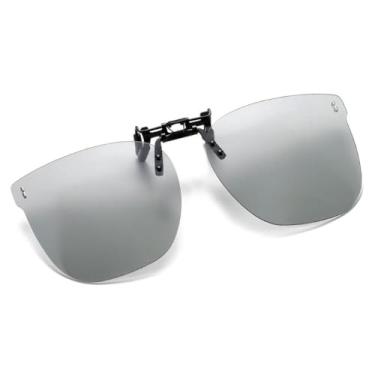 Imagem de Óculos de sol clip-on que cobrem seus óculos, proteção UV ultraleve e óculos de sol dobráveis para fácil proteção solar, prateados, 136 mm