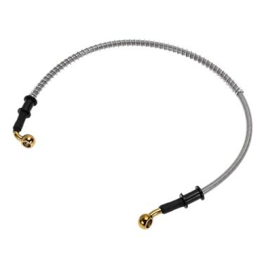 Imagem de Partuto Linha de mangueira de óleo de embreagem de freio de motocicleta de 60 cm fio de aço inoxidável trançado PU linha de freio hidráulico de motocicleta para motocicletas Dirt Bikes tom prateado