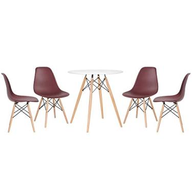 Imagem de Kit - Mesa Eames 70 cm branco + 4 cadeiras Eames Dsw marrom