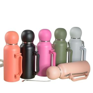 Imagem de Garrafa Térmica Chimarrão 1300ml com Bomba Inox | Kit Tereré Estilo Bola de Futebol | Aço Inox | Bebidas Quentes e Frias | Cores Variadas (LARANJA)