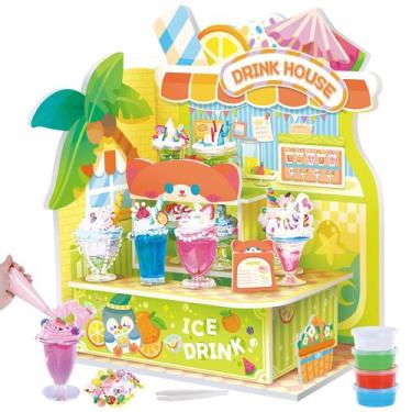 Imagem de Mini loja de bebidas DIY Toy Crelloci fazendo 24 sucos em miniatura