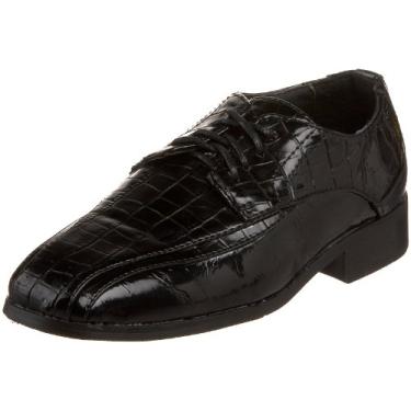 Imagem de JOSMO Sapato social 17935 (bebê/criança pequena/criança grande), Croco preto, 2 Little Kid