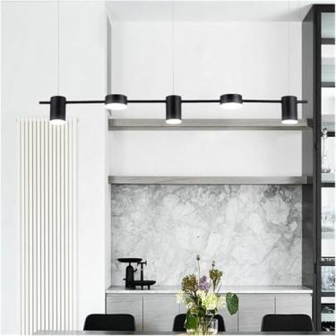 Imagem de Lustre moderno LED, minimalista - Lustre de restaurante, moderno, minimalista, longo, luminária de mesa de jantar, balcão de bar, lustre longo, decoração moderna
