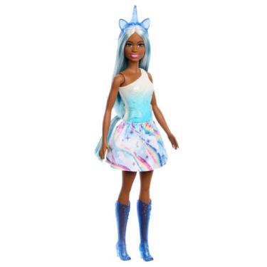 Imagem de Boneca barbie fantasy unicórnio saia dos sonhos azul - mattel hrr14