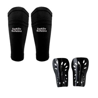 Imagem de Kit Porta Caneleira + Par de Caneleiras Estilo Boleiro Adulto, Preto, 