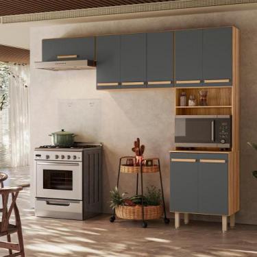 Imagem de Armário para Cozinha 222 cm Lemon Nicioli, Carvalho/Chumbo