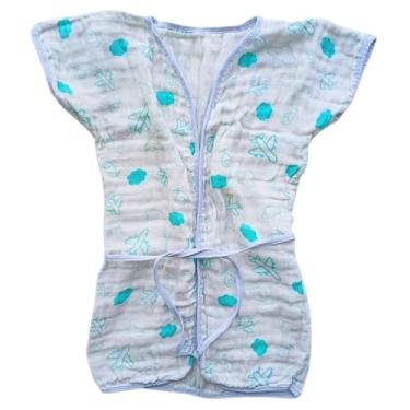 Imagem de Roupão de Banho Infantil com Capuz 100% Algodão para Praia Piscina e Natação Até 4 Anos (Avião)