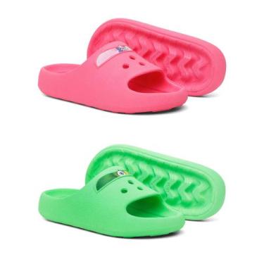 Imagem de Kit 2 Chinelo Slide Infantil Papete Confortavel Personagem Desenho Ani